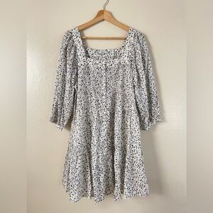 Rails white cotton Floral button accent babydoll Dress boho